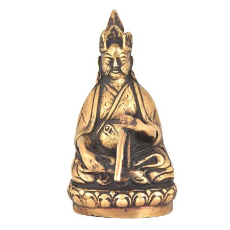 Bronze Nepalese Musician Sitting With A Triangle
