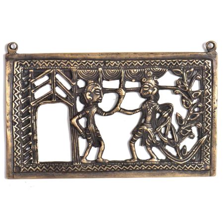Bronze Tribal Wall Art Hanging With A Woman & Man Holding Woman Hand