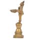 Brass Lady Holding A Diya In Her Hand And Is On A Raised Platform