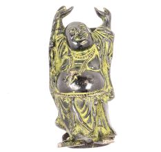 Vintage Brass  Green Laughing Buddha Door Handle