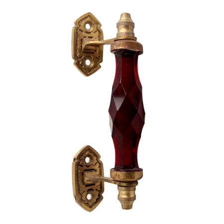 Dark Red Cut Glass Golden Small Door Handle