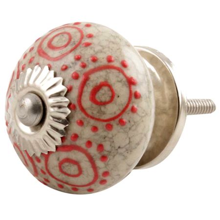 Red Round Crackle Ceramic Cabinet Knob