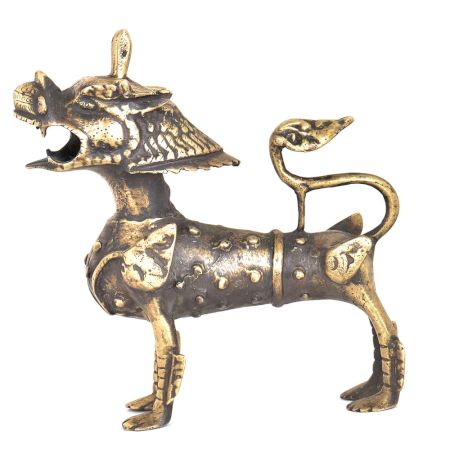 Temple Guardian Lion In Bronze