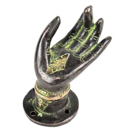 Brass Patina Hand Shape Vintage Door Pull Handle