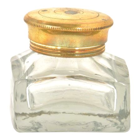 Vintage Clear Glass Rectangular Ink Pot