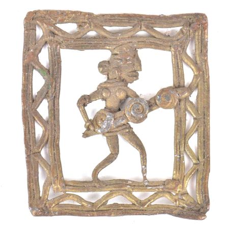 Brass Rustic Dhokra Wall Art Hanging Woman Holding Wood In  Her Hand