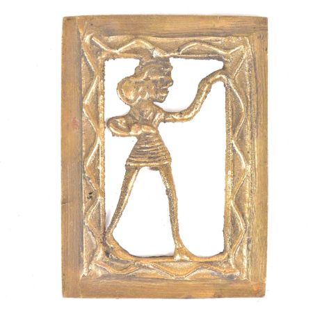 Brass Rustic Dhokra Wall Hanging Tribal Lady Dancing
