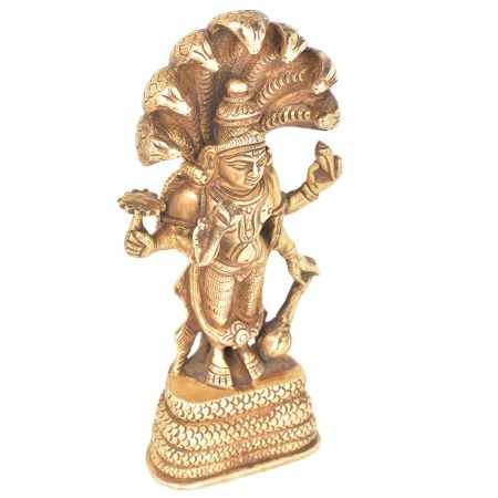 Brass Standing Vishnu On Sheshnaag