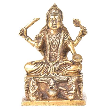 Brass Santoshi Mata Sitting On A Raised Paltform