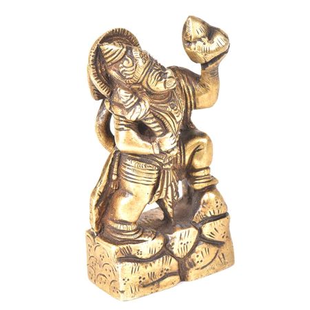 Brass Hanuman Statue Holding The Dronagiri Mountain