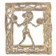 Brass Rustic Dhokra Wall Art Hanging Woman Carrying 2 Logs Of Wood