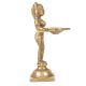 Brass Lady Standing On A Raised Platform Holding A Diya