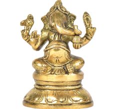 Brass Ganesha Sitting On A Raised Platform