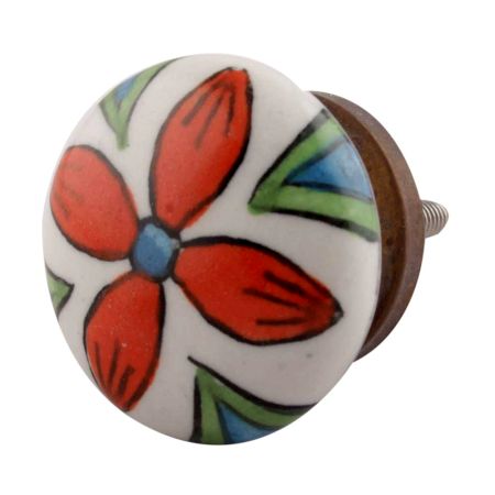 Orange Leaf Floral Knob