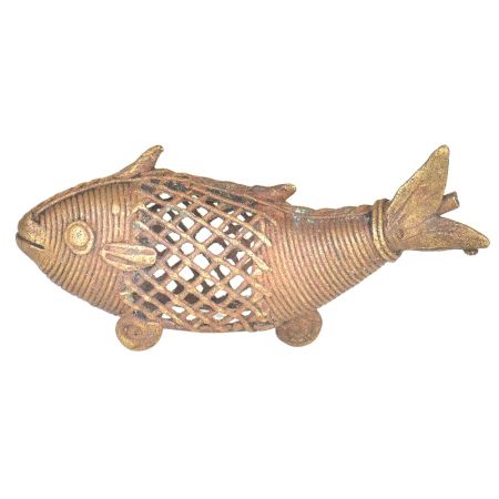 Brass Dhokra Art Fish With Rustic Look