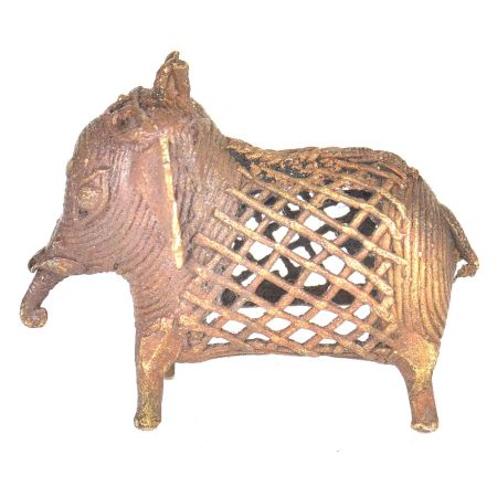 Brass Dhokra Art Elephant With Rustic Look