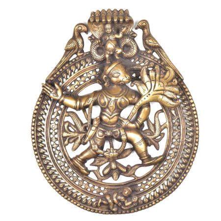 Brass Hanuman under Sheshnag Wall Hanging