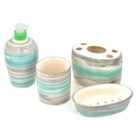 Ceramic Handpainted Bathroom Set of 4