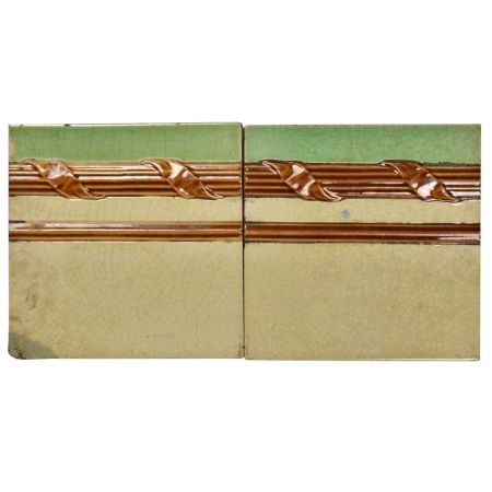 Hand-Painted Rope Ceramic wall Tile Set of 2