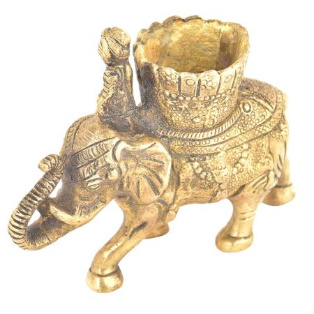Vintage Brass Elephant Candle Holder 