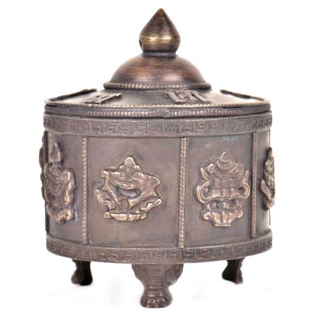 Vintage Embossed Brass Lidded Trinket large Box