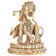 Brass Statue Of Lord Krishna Playing Flute With Cow