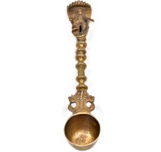 Brass Havan Spoon With Shesh Nag Finial