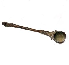 Brass Holy Water Spoon With Carved Finial 