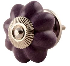 Dark Purple Crackle Ceramic Melon Knobs