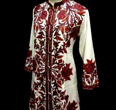 Designer Collection Jackets Sami Pashmina Fabric In Red & White