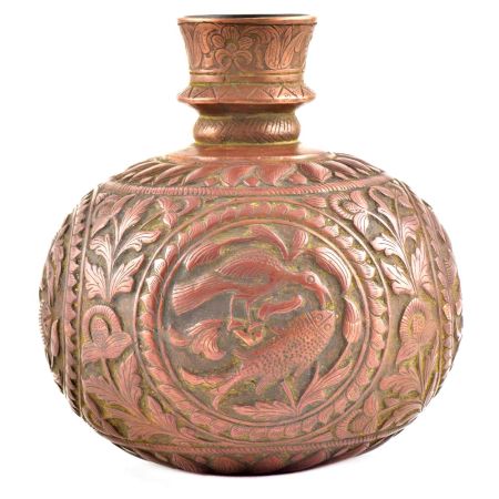 Vintage Copper Embossed Design Hookah Base