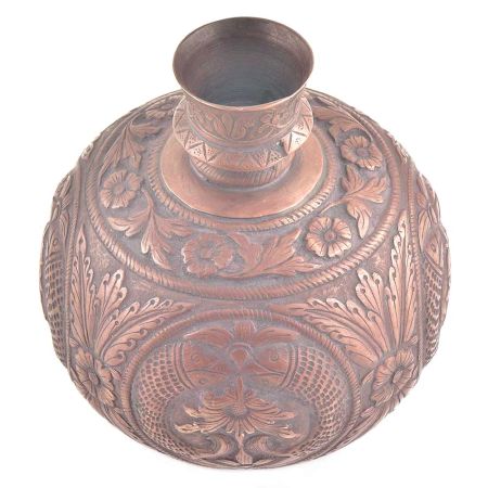 Vintage Copper Fish And Leaf Design Hookah Base