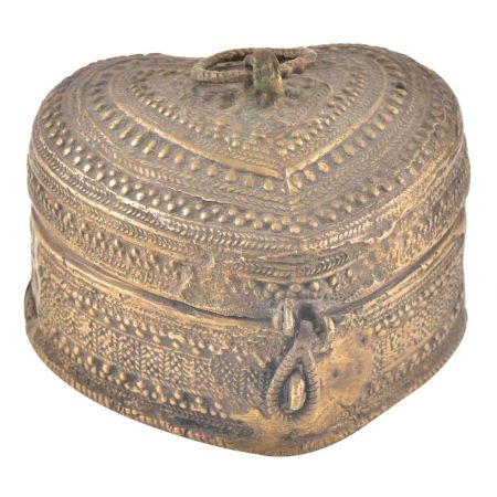 Vintage Brass Heart Shaped Trinket Box