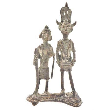 Tribal Brass Dancing Couple Figurine