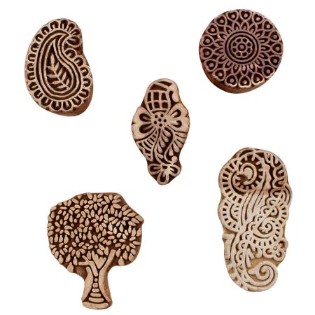 Set of 5 Piece New Mix Wooden Printing Blocks