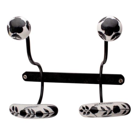 Hat And Coat Ceramic Flower Iron Wall Hooks