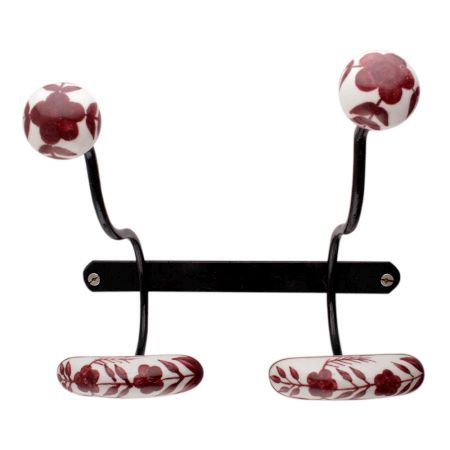 Cherry Hat And Coat Ceramic Flower Iron Hooks