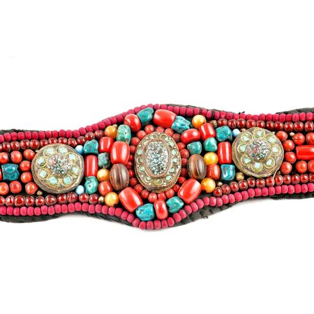 Himalayan Coral Pendent Turquoise Beaded Belt