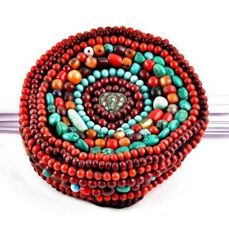 Tibetan Coral Beads Cap
