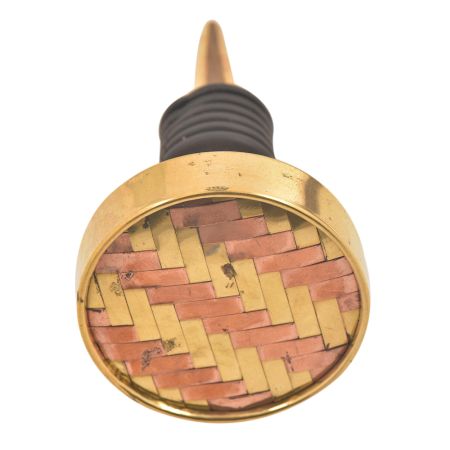 Golden Round Metal And Wooden Wine Stopper