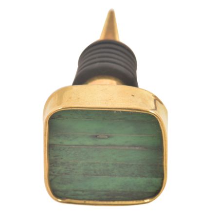 Square Sea Green Bone And Metal Wine Stopper