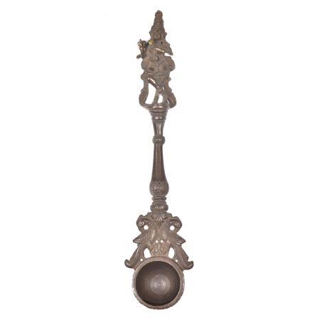 Vintage Brass Krishna Figurine Havan Spoon