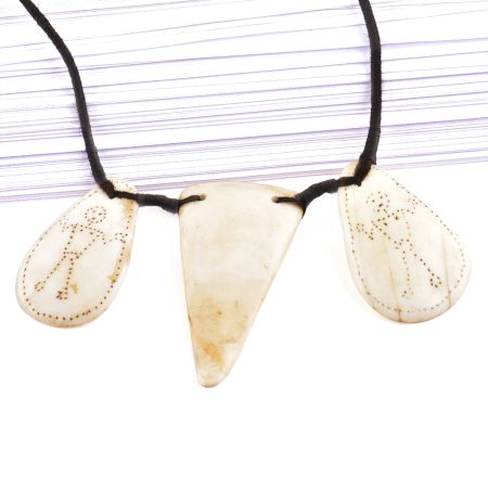 Tribal Style Sea Shell Pendent Necklace With Black Cord