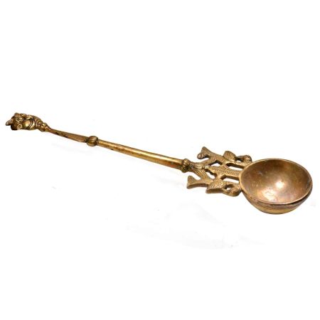Hand Crafted Engraved Brass Puja Holy Water Spoon