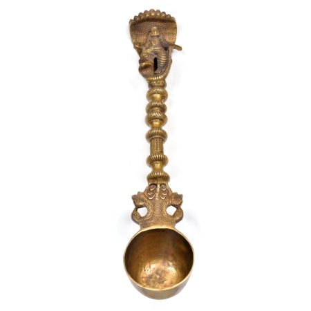 Brass Havan Spoon With Shesh Nag Finial