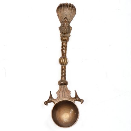 Shesh Nag Finial  Brass Puja Holy Water Spoon