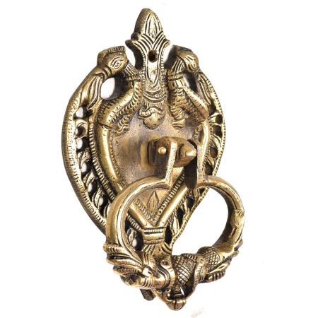 Magnificient Peacock Carved Brass Door Knocker