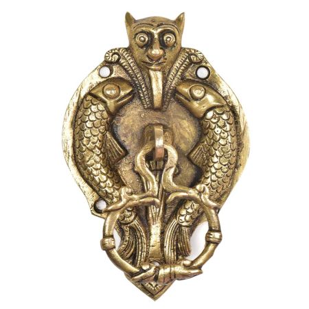 Bat Face Door Knocker With Fish And Hanging Ring 