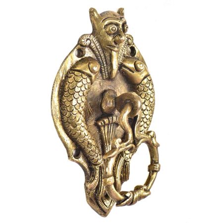 Bat Face Door Knocker With Fish And Hanging Ring 