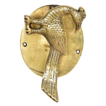 Brass Carved Peacocok Statue Door Knocker